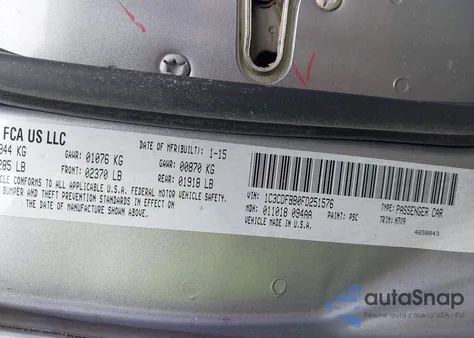 2015 Dodge Dart Sxt from USA, damaged, VIN 1C3CDFBB0FD251576